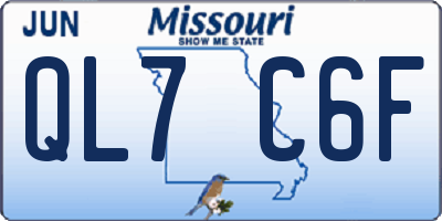 MO license plate QL7C6F