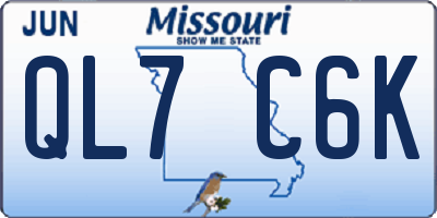 MO license plate QL7C6K