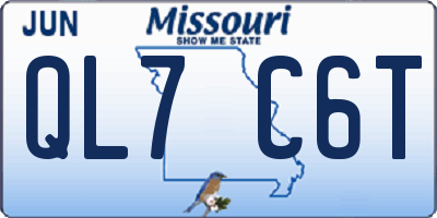 MO license plate QL7C6T