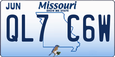MO license plate QL7C6W