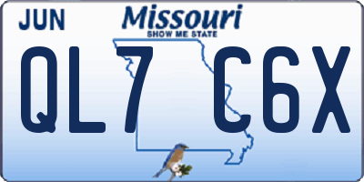 MO license plate QL7C6X