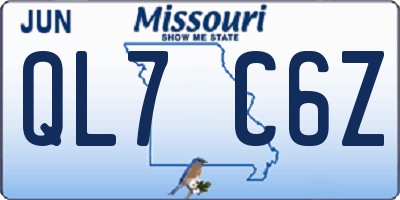 MO license plate QL7C6Z