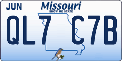 MO license plate QL7C7B