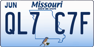 MO license plate QL7C7F