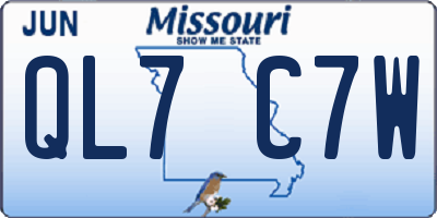 MO license plate QL7C7W