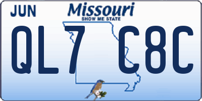 MO license plate QL7C8C