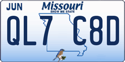 MO license plate QL7C8D