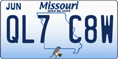 MO license plate QL7C8W