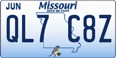 MO license plate QL7C8Z
