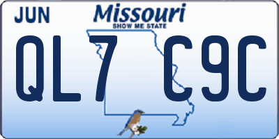 MO license plate QL7C9C
