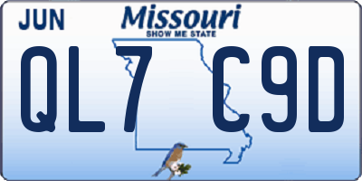 MO license plate QL7C9D