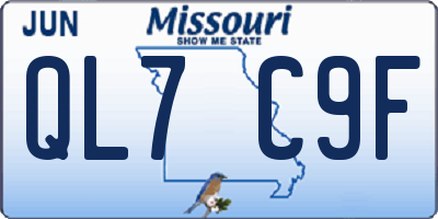 MO license plate QL7C9F