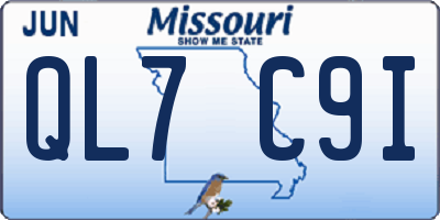 MO license plate QL7C9I