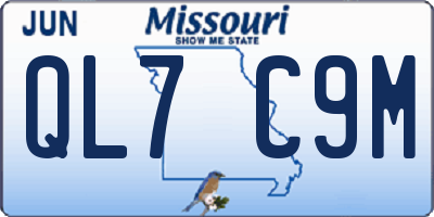 MO license plate QL7C9M