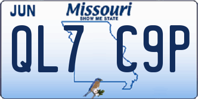 MO license plate QL7C9P