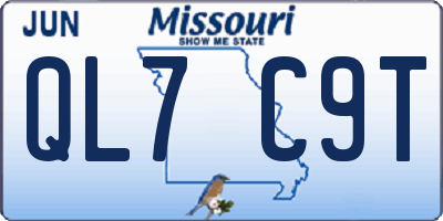 MO license plate QL7C9T