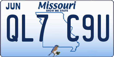MO license plate QL7C9U