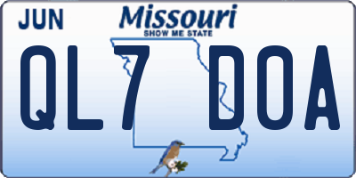 MO license plate QL7D0A