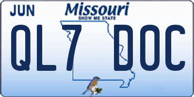 MO license plate QL7D0C
