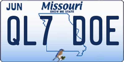 MO license plate QL7D0E
