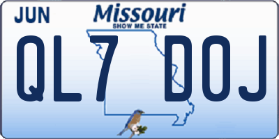 MO license plate QL7D0J