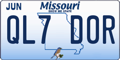 MO license plate QL7D0R