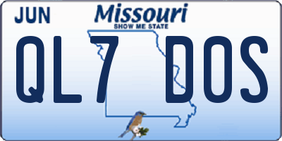 MO license plate QL7D0S