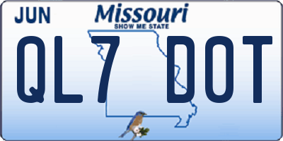 MO license plate QL7D0T