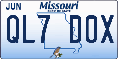MO license plate QL7D0X