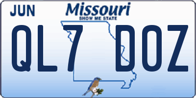 MO license plate QL7D0Z
