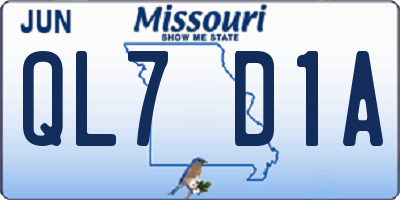 MO license plate QL7D1A