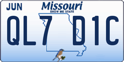 MO license plate QL7D1C