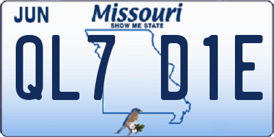 MO license plate QL7D1E