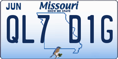MO license plate QL7D1G