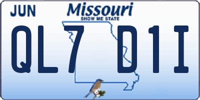 MO license plate QL7D1I