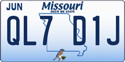 MO license plate QL7D1J