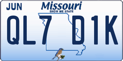 MO license plate QL7D1K