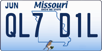MO license plate QL7D1L
