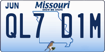 MO license plate QL7D1M