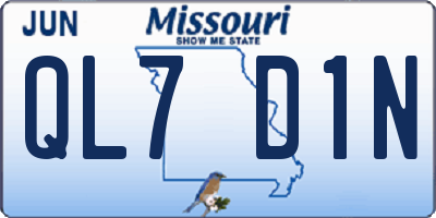 MO license plate QL7D1N
