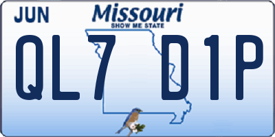 MO license plate QL7D1P