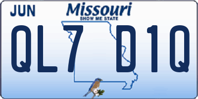 MO license plate QL7D1Q