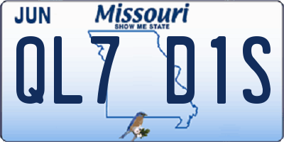 MO license plate QL7D1S
