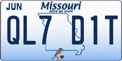 MO license plate QL7D1T