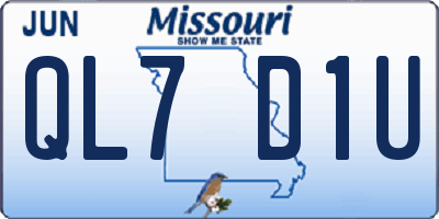 MO license plate QL7D1U