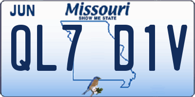 MO license plate QL7D1V