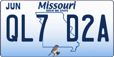 MO license plate QL7D2A