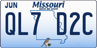 MO license plate QL7D2C