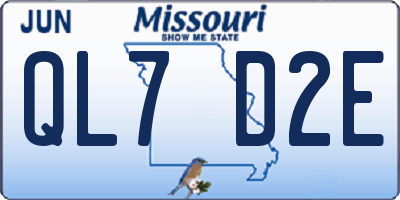 MO license plate QL7D2E