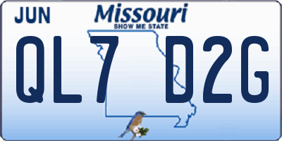 MO license plate QL7D2G